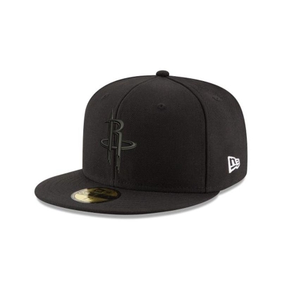 Houston Rockets Gorra | New Era NBA Black On Black 59fifty Fitted Cap Mexico - Negros